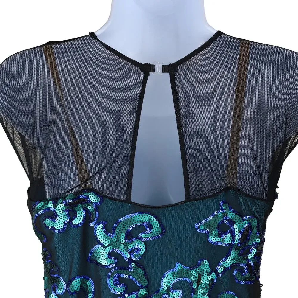 Revolution Dancewear Torquoise & Black Mesh Sparkling Dance Outfit XLC